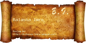 Balassa Imre névjegykártya